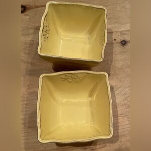 Sur La Table Set of 2 mustard gold stoneware tuscan serving bowls